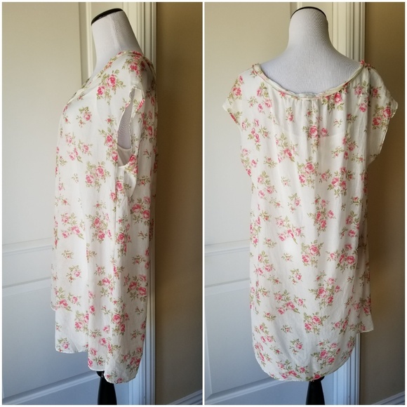 Joie Silk Floral Peasant Mini Dress Medium - Picture 2 of 3